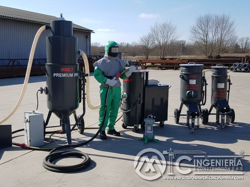 Tipos de equipos para samblasteo con mantenimiento preventivo en Bogotá, Colombia. Montajes, Ingeniería y Construcción. MIC SAS.