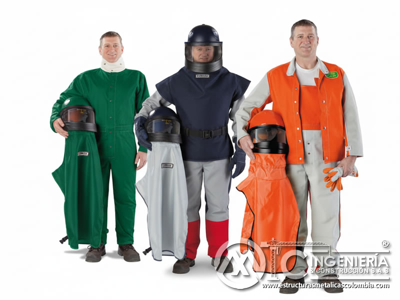Tipos de equipo de protección personal para el sandblasting en Bogotá, Colombia. Montajes, Ingeniería y Construcción. MIC SAS.