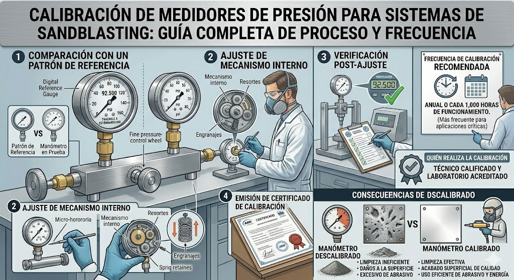 Calibración de medidores de presión para sistemas de sandblasting en Bogotá, Colombia. Montajes, Ingeniería y Construcción. MIC SAS.
