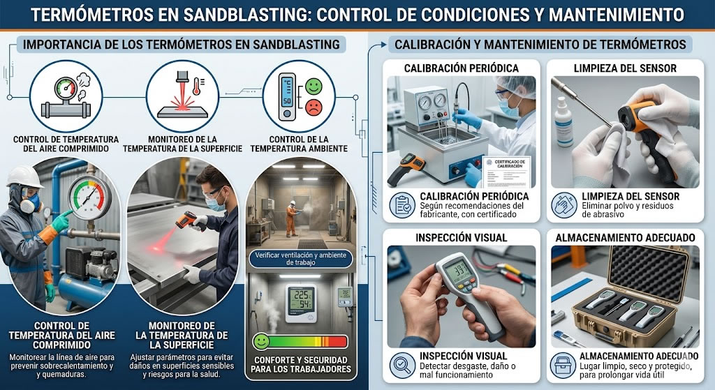 Control de condiciones y mantenimiento de termómetros en sandblasting en Bogotá, Colombia. Montajes, Ingeniería y Construcción. MIC SAS.