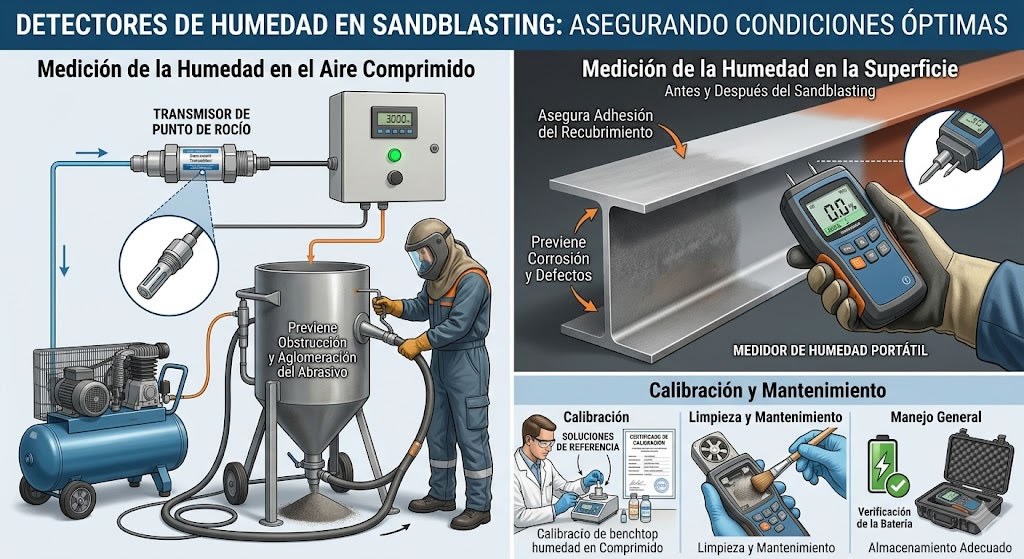 Detectores de humedad en sandblasting para asegurar condiciones óptimas. Montajes, Ingeniería y Construcción en Bogotá, Colombia. MIC SAS.