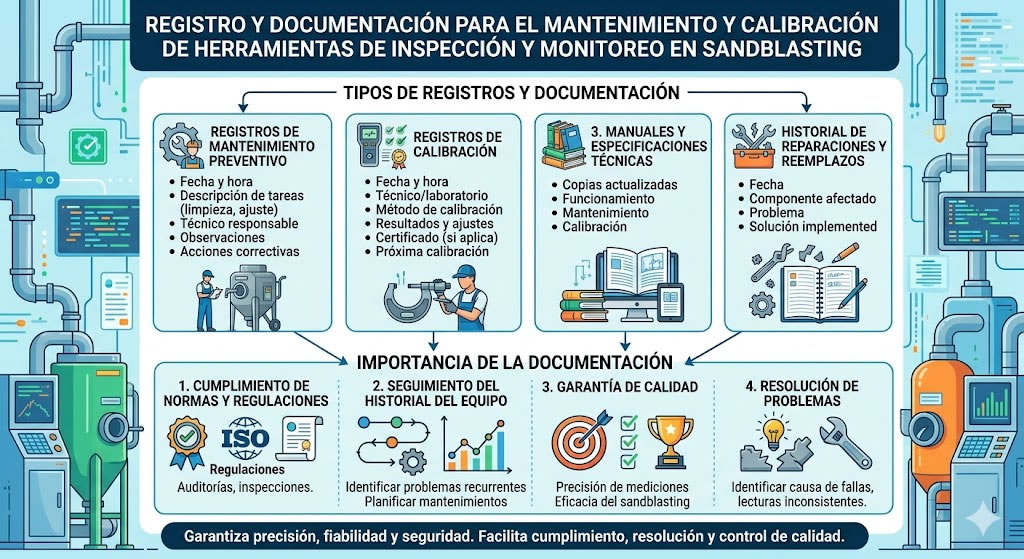 Registro y documentación para el mantenimiento y calibración de herramientas de inspección y monitoreo en sandblasting en Bogotá, Colombia. Montajes, Ingeniería y Construcción. MIC SAS.