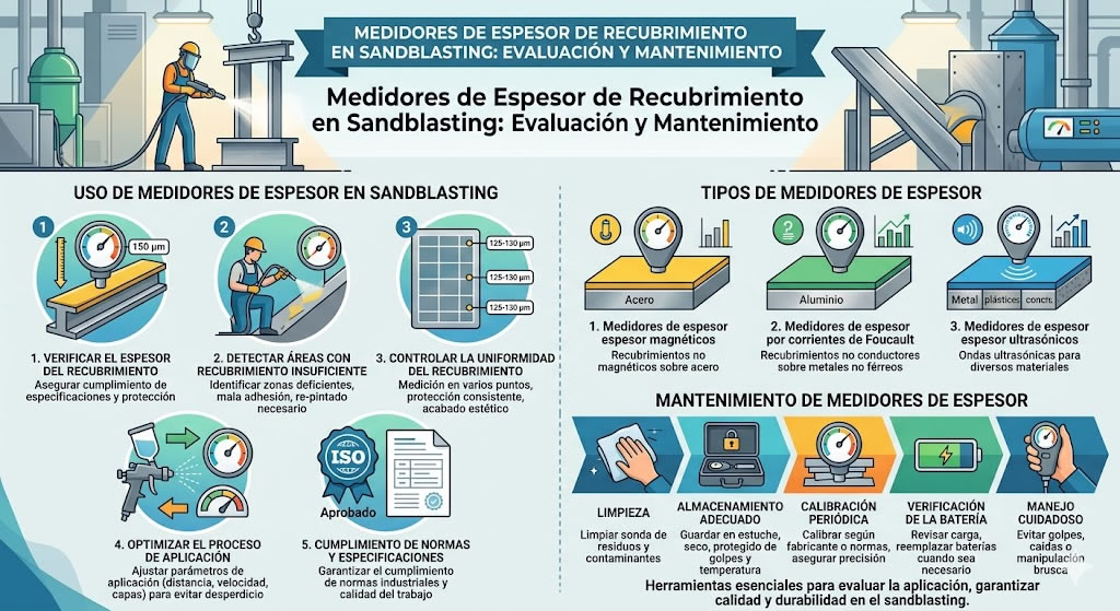 Medidores de espesor de recubrimiento en sandblasting en Bogotá, Colombia. Montajes, Ingeniería y Construcción. MIC SAS.