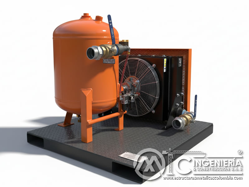 Depósito de aire comprimido con postcooler para reducir la humedad en sandblasting en Bogotá, Colombia. MIC SAS.
