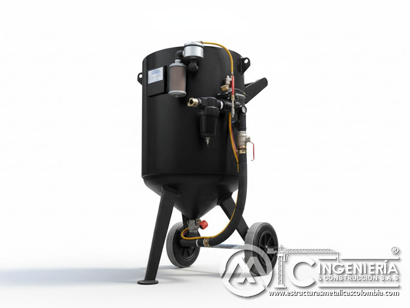 Equipo portátil de samblasteo con filtro y separador de humedad en Bogotá, Colombia. MIC SAS.