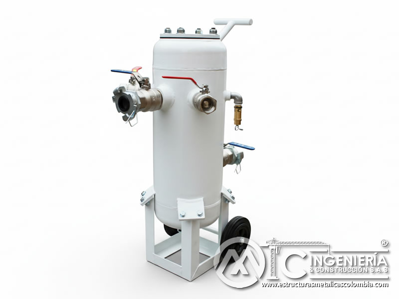 Separador de condensado con válvulas para el chorreado de arena en Bogotá, Colombia. MIC SAS.
