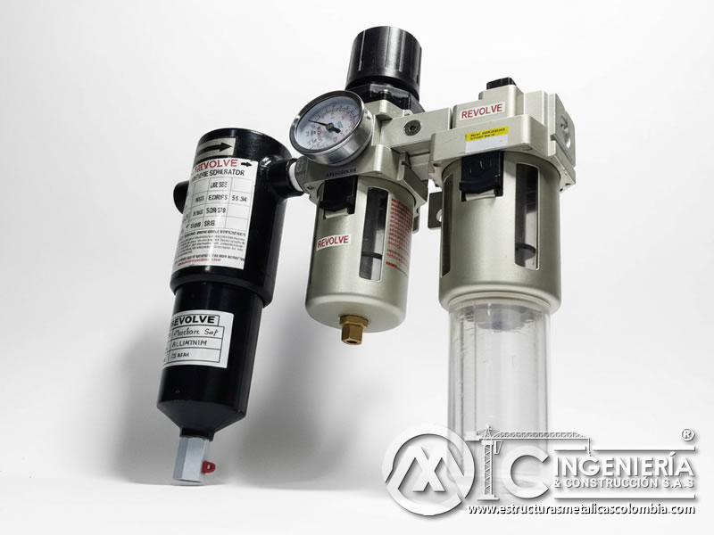 Separador de humedad y unidad FRL para aire limpio en el arenado en Bogotá, Colombia. MIC SAS.