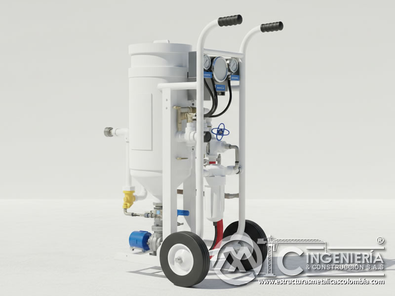 Sistema de chorro de arena con manómetros dobles y válvulas en Bogotá, Colombia. MIC SAS.