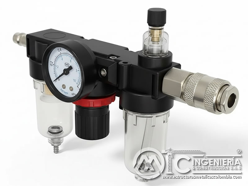 Unidad de filtración y regulación de aire para el sandblasting en Bogotá, Colombia. MIC SAS.