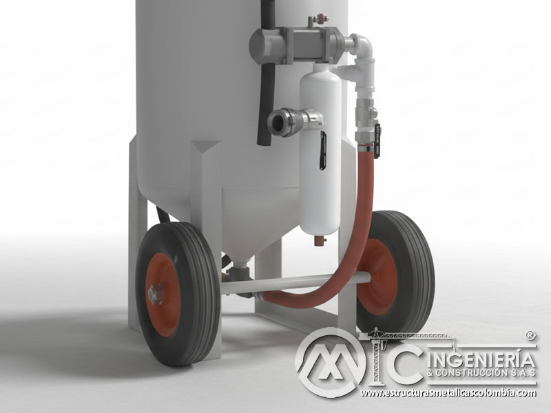 Válvula de purga de condensado en equipo de arenado industrial en Bogotá, Colombia. MIC SAS.