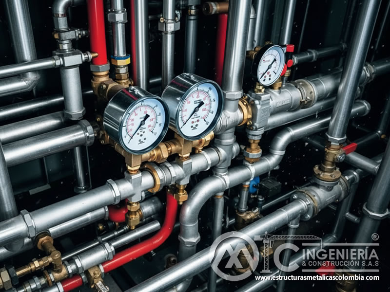 Calibración de manómetros en tuberías del sistema de presión en Bogotá, Colombia. Montajes, Ingeniería y Construcción. MIC SAS.