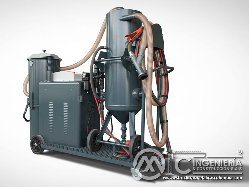 Equipo móvil de recuperación de abrasivos y filtros de línea en Bogotá, Colombia. Montajes, Ingeniería y Construcción. MIC SAS.