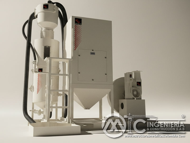 Planta automatizada de granallado con filtros y control de presión en Bogotá, Colombia. Montajes, Ingeniería y Construcción. MIC SAS.