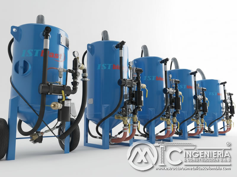 Tanques industriales de chorro abrasivo en diferentes capacidades en Bogotá, Colombia. Montajes, Ingeniería y Construcción. MIC SAS.