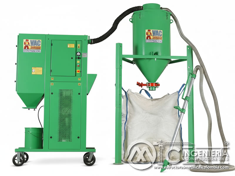 Unidad de succión portátil para recuperación de abrasivo con ciclón en Bogotá, Colombia. Montajes, Ingeniería y Construcción. MIC SAS. Unidad de succión portátil para recuperación de abrasivo con ciclón en Bogotá, Colombia. Montajes, Ingeniería y Construcción. MIC SAS.