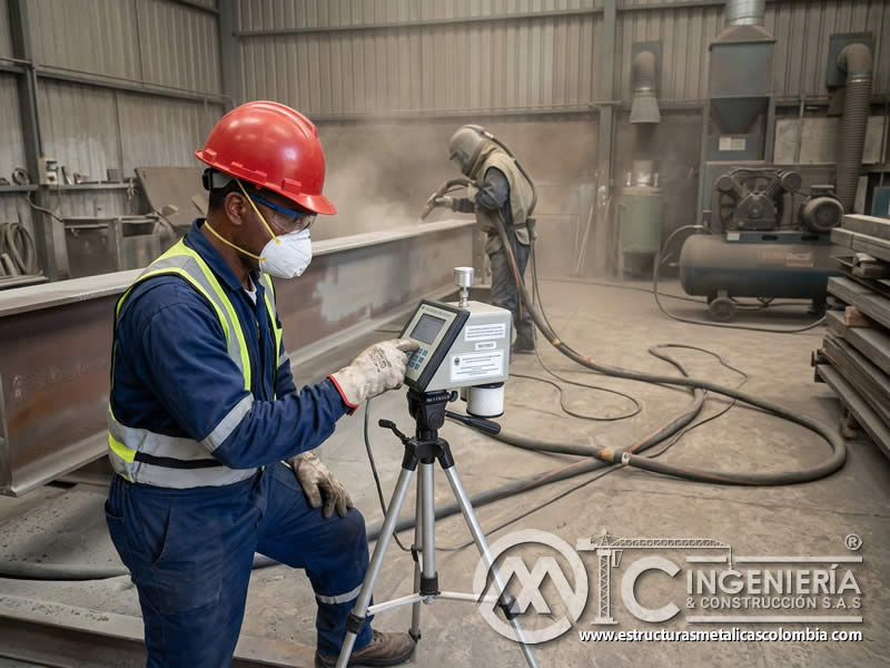 Monitoreo normativo de partículas en arenado en Bogotá, Colombia. Montajes, Ingeniería y Construcción. MIC SAS.