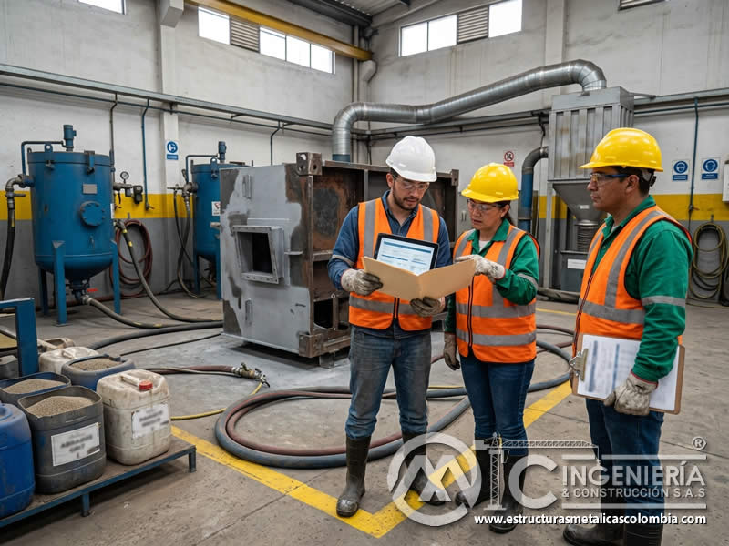 Seguimiento mensual de cumplimiento en sandblasting en Bogotá, Colombia. Montajes, Ingeniería y Construcción. MIC SAS.