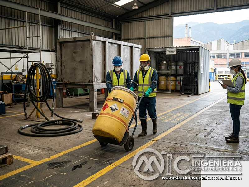 Transporte normativo de residuos de chorro de arena en Bogotá, Colombia. Montajes, Ingeniería y Construcción. MIC SAS.