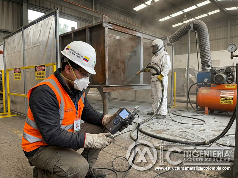 Monitoreo de polvo y medición de partículas en sandblasting en Bogotá, Colombia. Montajes, Ingeniería y Construcción. MIC SAS.