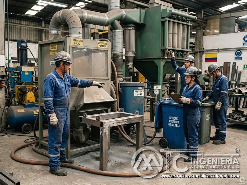 Mejora continua ambiental en limpieza abrasiva en Bogotá, Colombia. Montajes, Ingeniería y Construcción. MIC SAS.