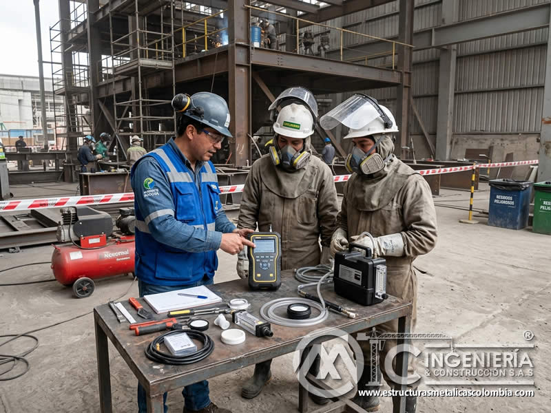 Capacitación en monitoreo ambiental de chorro abrasivo en Bogotá, Colombia. Montajes, Ingeniería y Construcción. MIC SAS.