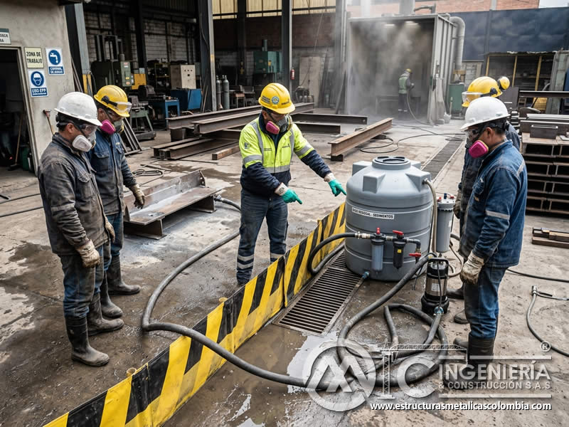 Capacitación sobre protección del agua en limpieza abrasiva en Bogotá, Colombia. Montajes, Ingeniería y Construcción. MIC SAS.