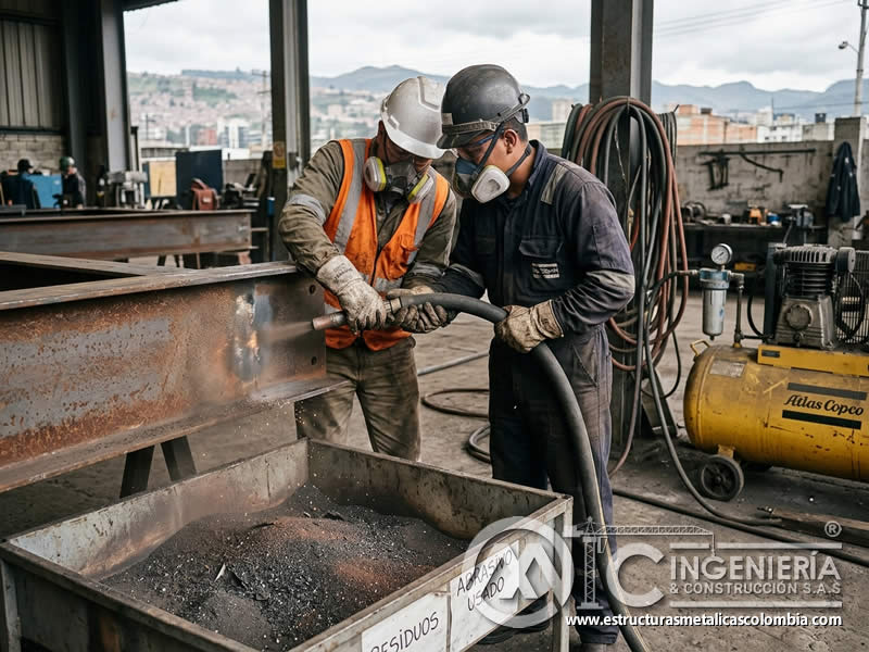 Técnicas eficientes de sandblasting con menos residuos en Bogotá, Colombia. Montajes, Ingeniería y Construcción. MIC SAS.