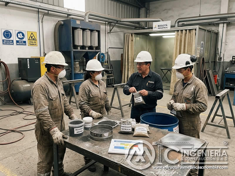 Capacitación del personal en residuos de sandblasting en Bogotá, Colombia. Montajes, Ingeniería y Construcción. MIC SAS.