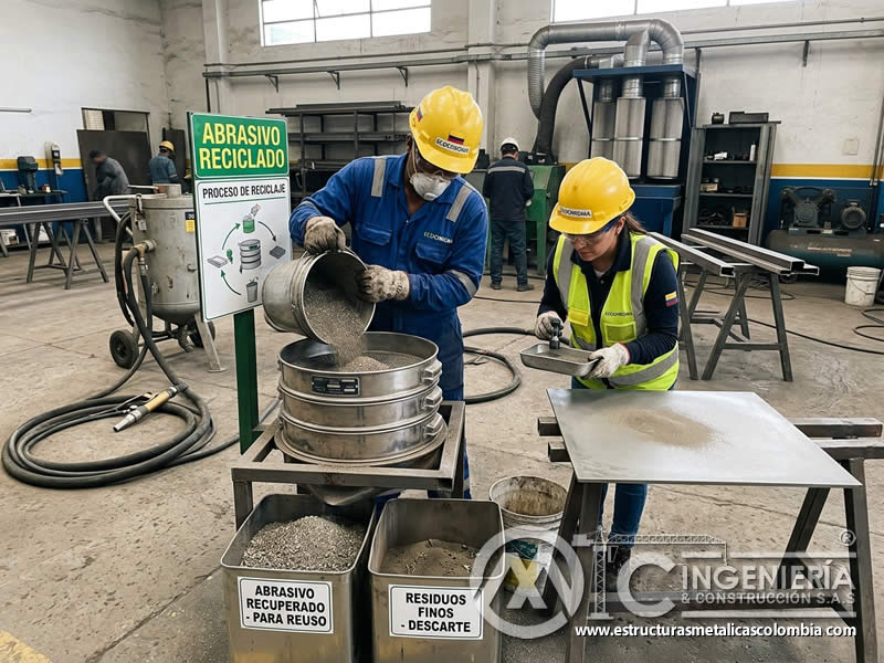 Reciclaje de abrasivos de sandblasting para reducir residuos en Bogotá, Colombia. Montajes, Ingeniería y Construcción. MIC SAS.
