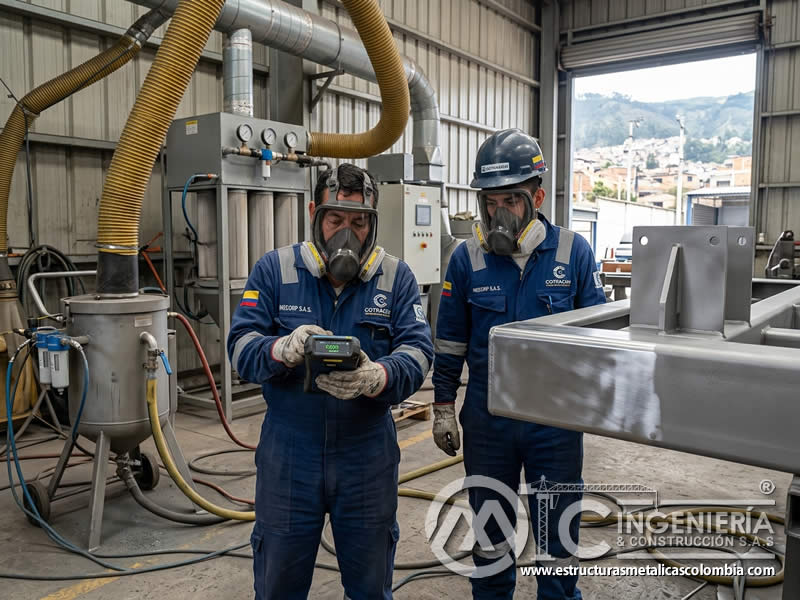 Mejora de calidad del aire en limpieza abrasiva controlada en Bogotá, Colombia. Montajes, Ingeniería y Construcción. MIC SAS.