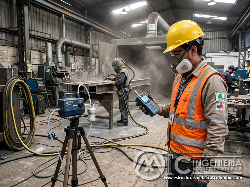 Monitoreo de calidad del aire y partículas en sandblasting en Bogotá, Colombia. Montajes, Ingeniería y Construcción. MIC SAS.