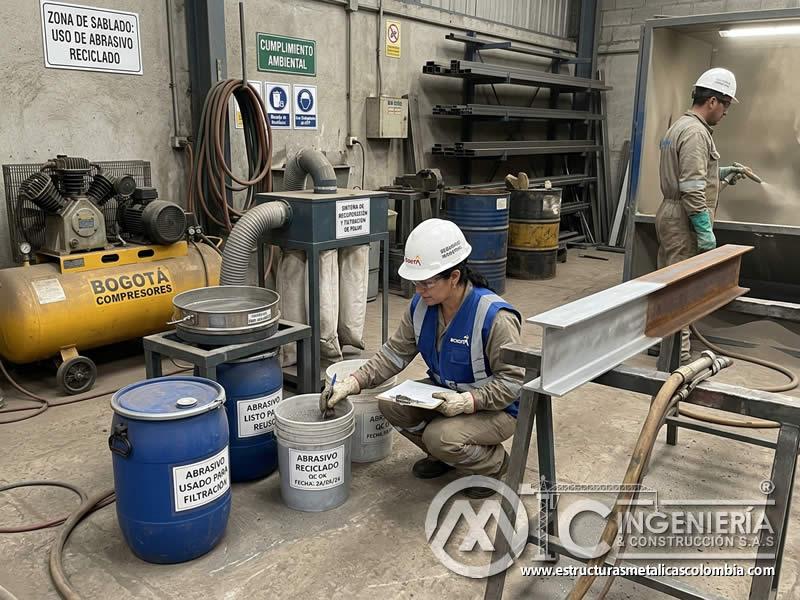 Cumplimiento ambiental en arenado con abrasivo reciclado en Bogotá, Colombia. Montajes, Ingeniería y Construcción. MIC SAS. Cumplimiento ambiental en arenado con abrasivo reciclado en Bogotá, Colombia. Montajes, Ingeniería y Construcción. MIC SAS.