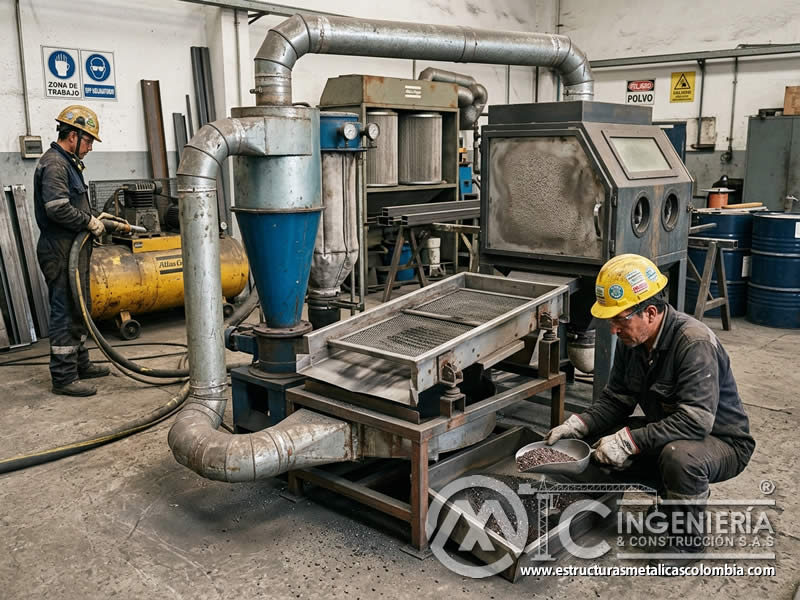 Tecnología de recuperación de partículas de chorro abrasivo en Bogotá, Colombia. Montajes, Ingeniería y Construcción. MIC SAS. Tecnología de recuperación de partículas de chorro abrasivo en Bogotá, Colombia. Montajes, Ingeniería y Construcción. MIC SAS.