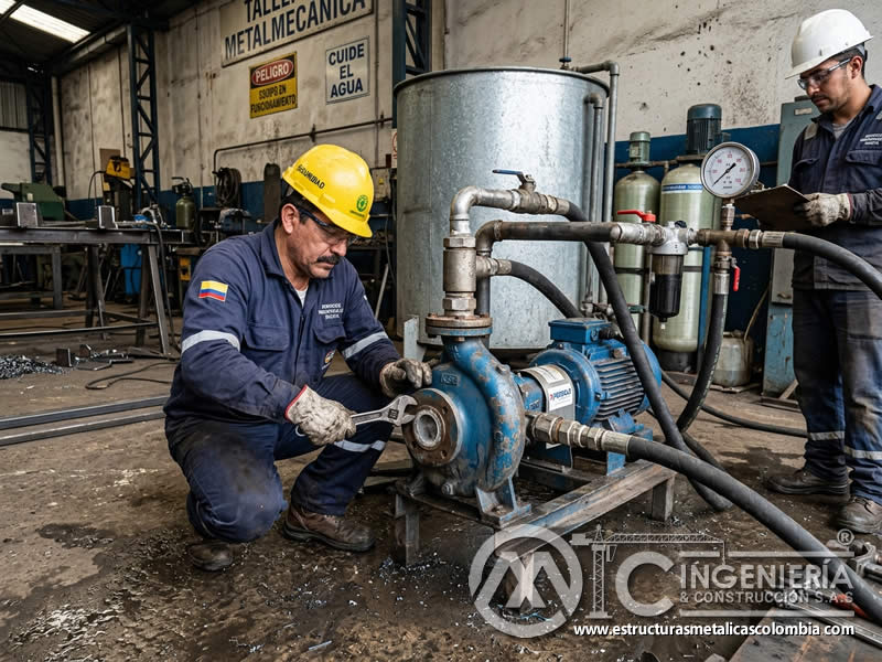Mantenimiento de bombas de agua en chorro abrasivo en Bogotá, Colombia. Montajes, Ingeniería y Construcción. MIC SAS.