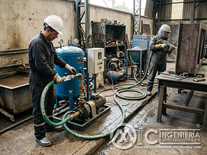Reutilización de agua en chorro abrasivo industrial en Bogotá, Colombia. Montajes, Ingeniería y Construcción. MIC SAS.