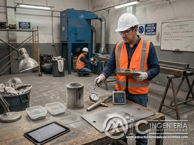Costo y beneficio de sistema de polvo para sandblasting en Bogotá, Colombia. Montajes, Ingeniería y Construcción. MIC SAS.