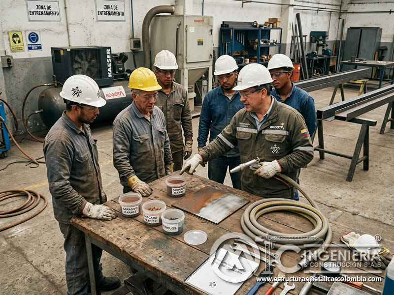 Capacitación en sandblasting con abrasivos no tóxicos en Bogotá, Colombia. Montajes, Ingeniería y Construcción. MIC SAS.