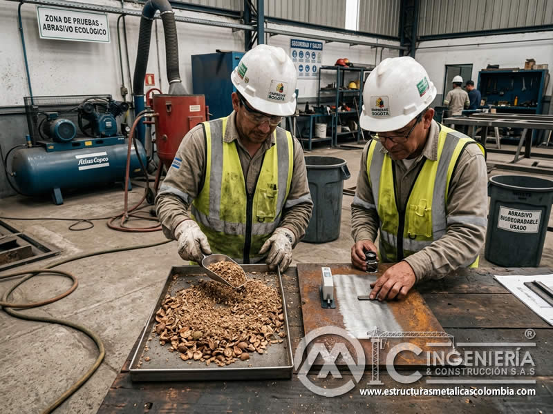 Innovación en sandblasting con abrasivo biodegradable en Bogotá, Colombia. Montajes, Ingeniería y Construcción. MIC SAS.
