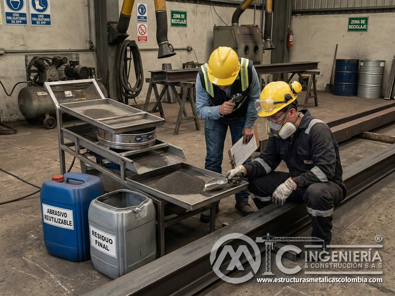 Reciclaje de abrasivo no tóxico y residuos de sandblasting en Bogotá, Colombia. Montajes, Ingeniería y Construcción. MIC SAS.