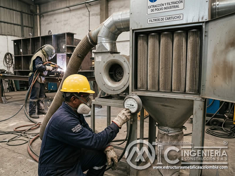 Filtración avanzada de polvo en limpieza abrasiva en Bogotá, Colombia. Montajes, Ingeniería y Construcción. MIC SAS.