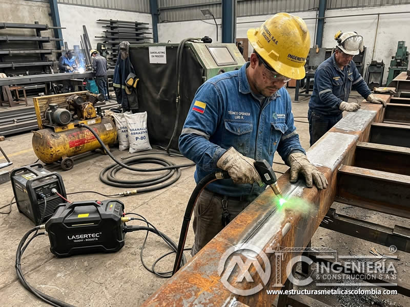 Láser de limpieza complementaria al sandblasting en Bogotá, Colombia. Montajes, Ingeniería y Construcción. MIC SAS.
