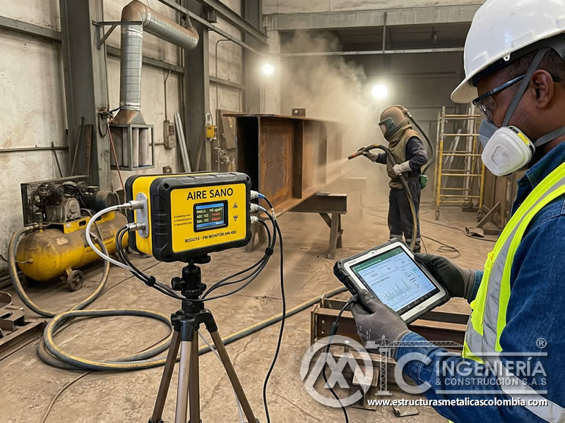 Sensores de polvo en sandblasting en tiempo real en Bogotá, Colombia. Montajes, Ingeniería y Construcción. MIC SAS.