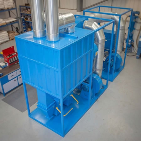Control de partículas abrasivas con colectores de polvo diseñados para cabinas y procesos de sandblasting en Bogotá, Colombia. Montajes, Ingeniería y Construcción. MIC SAS.