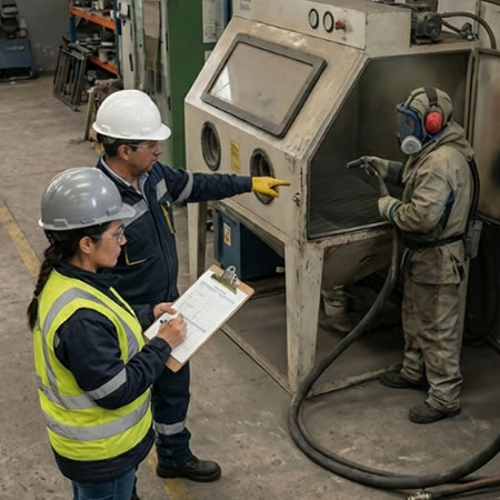 Respuesta organizada ante incidentes de limpieza abrasiva para proteger operadores y áreas de trabajo en Bogotá, Colombia. Montajes, Ingeniería y Construcción. MIC SAS.
