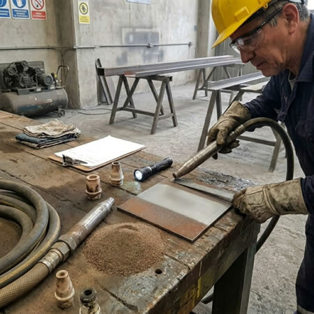 Boquilla recta para chorro abrasivo con control de patrón, presión y preparación superficial en Bogotá, Colombia. Montajes, Ingeniería y Construcción. MIC SAS.