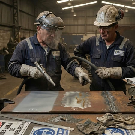 Configuración profesional del chorro abrasivo para lograr limpieza uniforme y perfil de anclaje adecuado en Bogotá, Colombia. Montajes, Ingeniería y Construcción. MIC SAS.