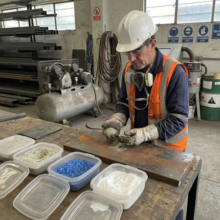 Abrasivos seguros para chorro abrasivo que ayudan a proteger operadores, superficies y ambiente en Bogotá, Colombia. Montajes, Ingeniería y Construcción. MIC SAS.