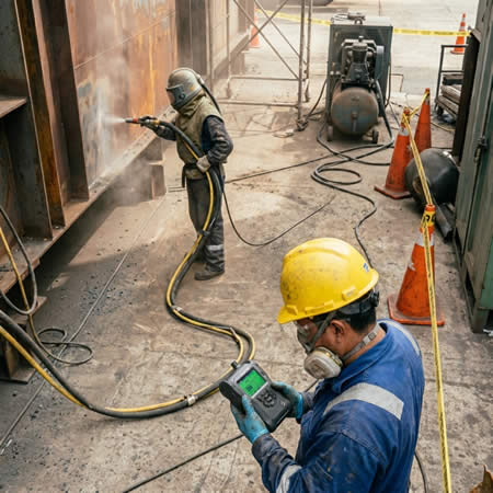 Medición técnica de partículas suspendidas durante limpieza abrasiva para fortalecer el cumplimiento ambiental en Bogotá, Colombia. Montajes, Ingeniería y Construcción. MIC SAS.