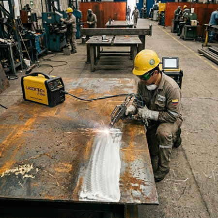 Tecnología láser para remover óxido y recubrimientos con precisión en piezas, equipos y estructuras metálicas en Bogotá, Colombia. Montajes, Ingeniería y Construcción. MIC SAS.