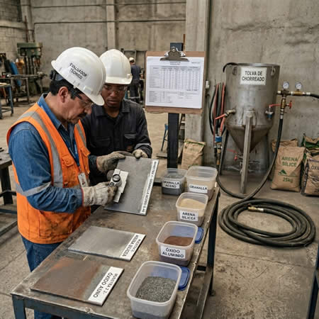 Selección de abrasivos para chorro de arena considerando rendimiento, acabado superficial y costo por proyecto en Bogotá, Colombia. Montajes, Ingeniería y Construcción. MIC SAS.